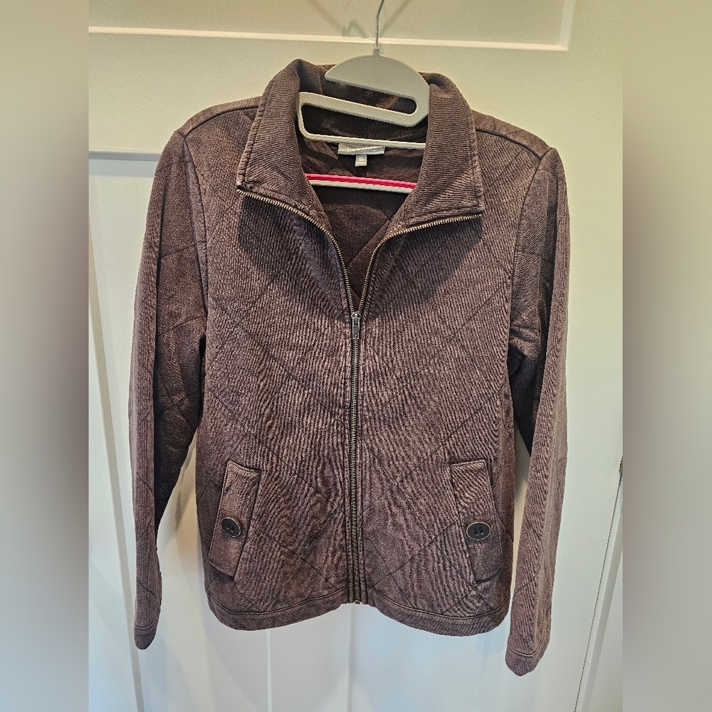Habitat Clothes to Live In Quilted Cotton Zip Jacket Women’s XS Brown Casual Tra